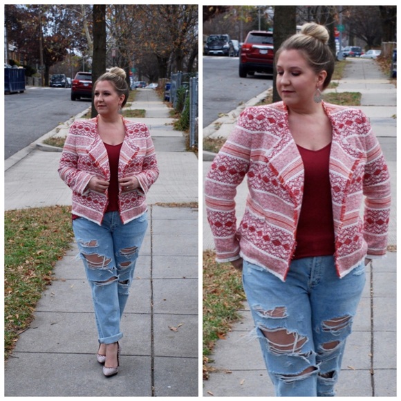 LOFT Jackets & Blazers - LOFT Red and White Open Blazer